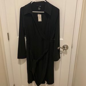 Black, long sleeved, Lane Bryant wrap dress